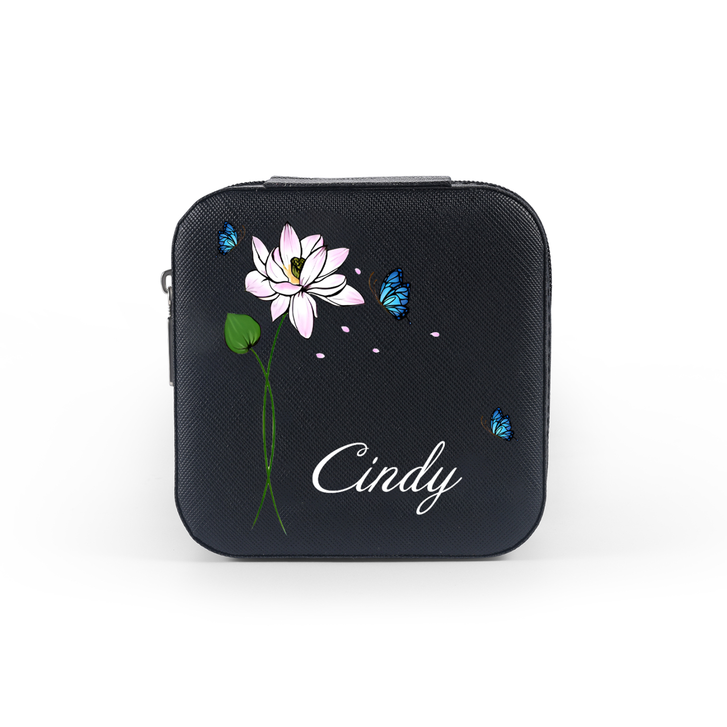 Square Jewelry Storage Photo Box-Personalised 1 Name Customized Birthflower Storage Box In Various Colors