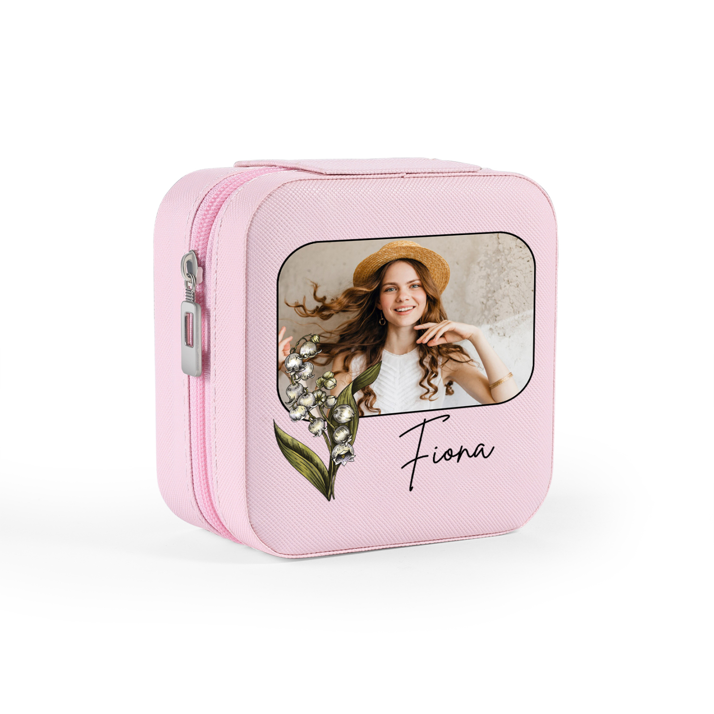 Square Jewelry Storage Photo Box-Personalised 1 Name Customized Birthflower Storage Box In Various Colors