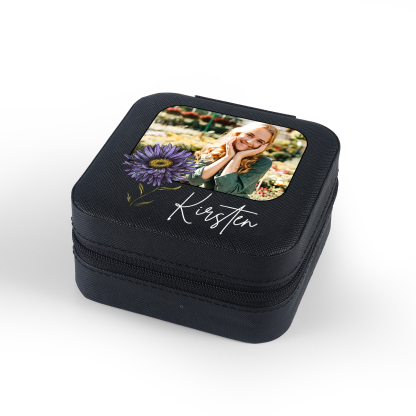 Square Jewelry Storage Photo Box-Personalised 1 Name Customized Birthflower Storage Box In Various Colors