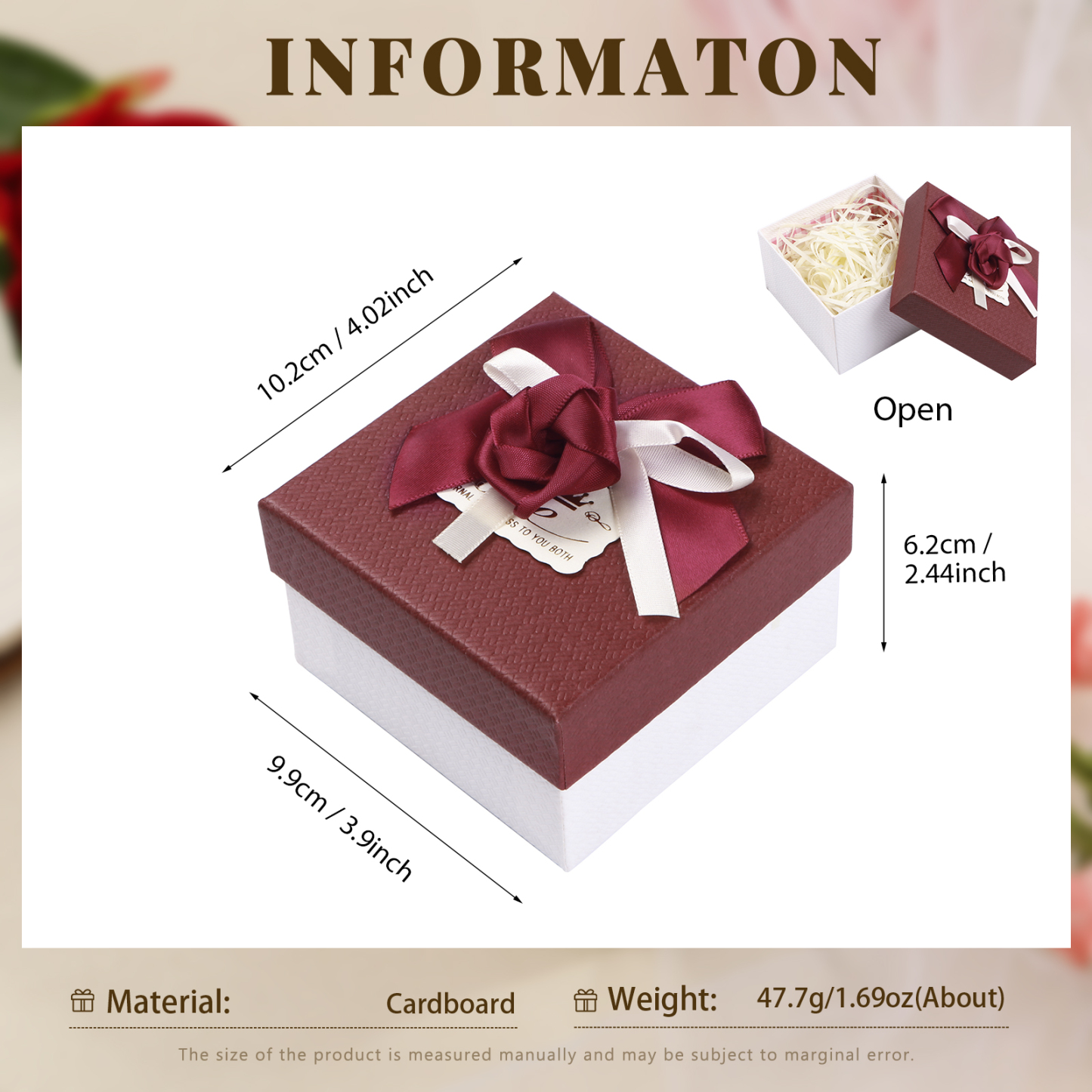 Elegant Gift Box with Rose Design Perfect for Valentines Day and Special Occasions