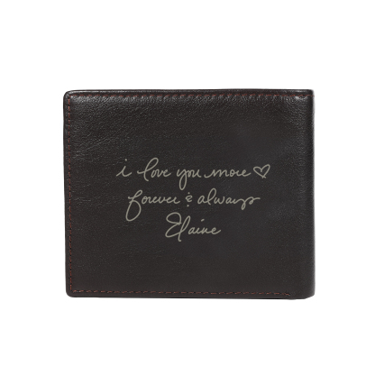 Personalized Leather RFID Bifold Wallet for Men with ID Window and Initial or Name Engraved