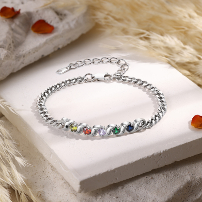 Personalized Cuban Link Bracelet Custom with 1–5 Names and Birthstones
