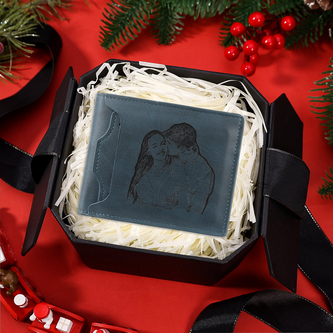 Personalized Name Leather Men's Wallet With Card Slot Engraved Letter And Photo Gift For Him | Jessemade