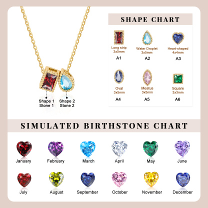 Personalized Birthstone Charm Necklace Customized with 1-6 Stones