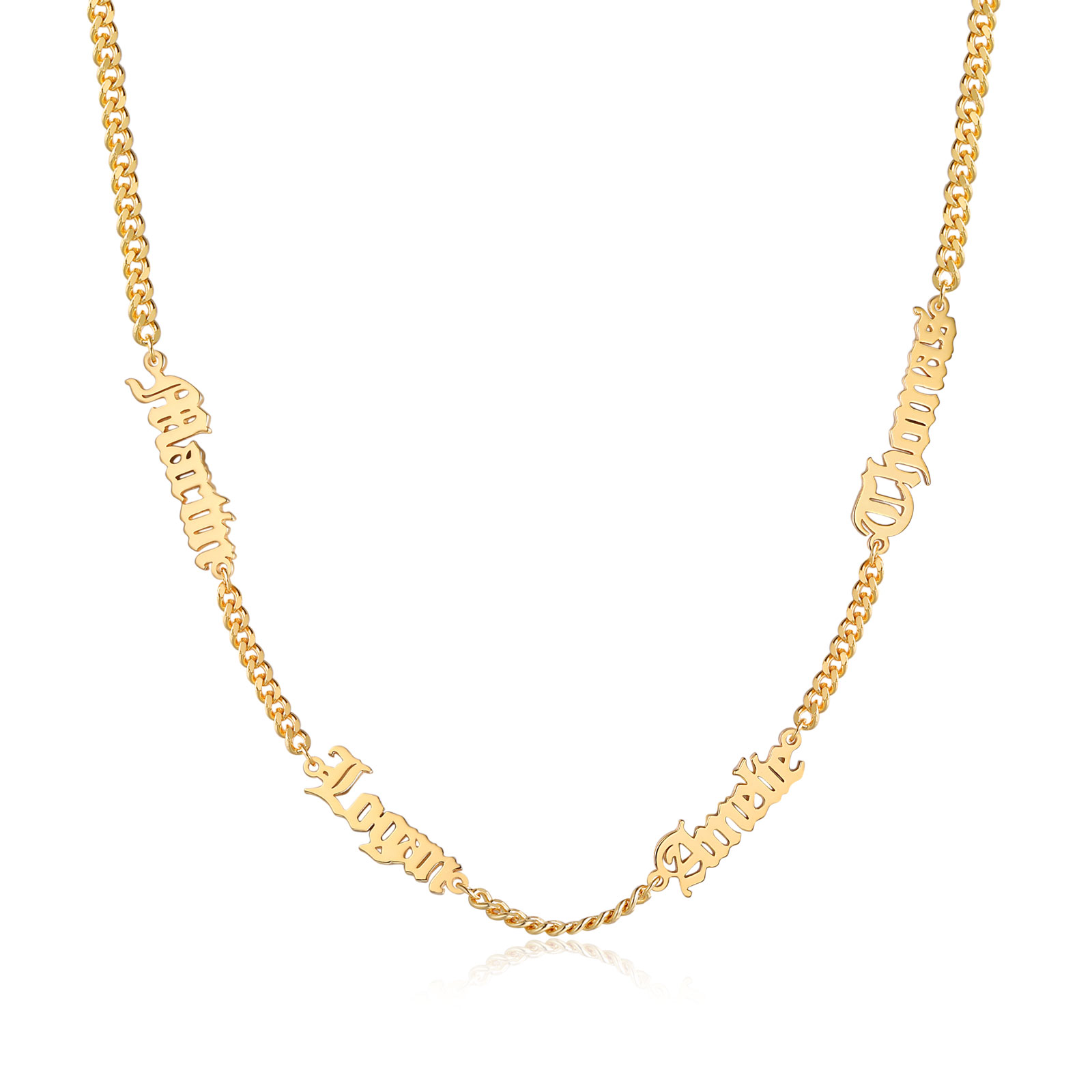 Personalized Gothic Men's Necklace with 1-5 Names