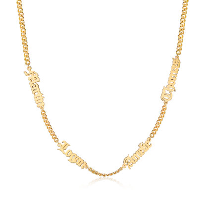 Personalized Gothic Men's Necklace with 1-5 Names