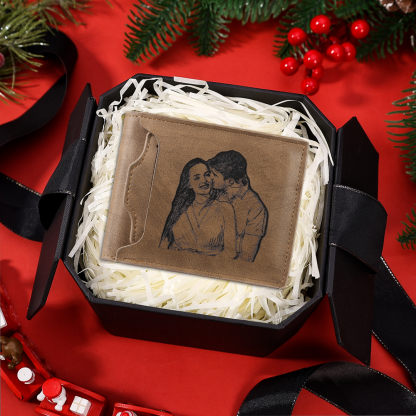 Personalized Name Leather Men's Wallet With Card Slot Engraved Letter And Photo Gift For Him | Jessemade