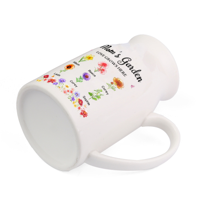 Personalized Ceramic Vase With Floral Motif Grandma’s Garden Customized With 1–10 Birth Flowers and Names