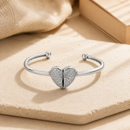 Personalized Angel Wing Heart Photo Cuff Bracelet