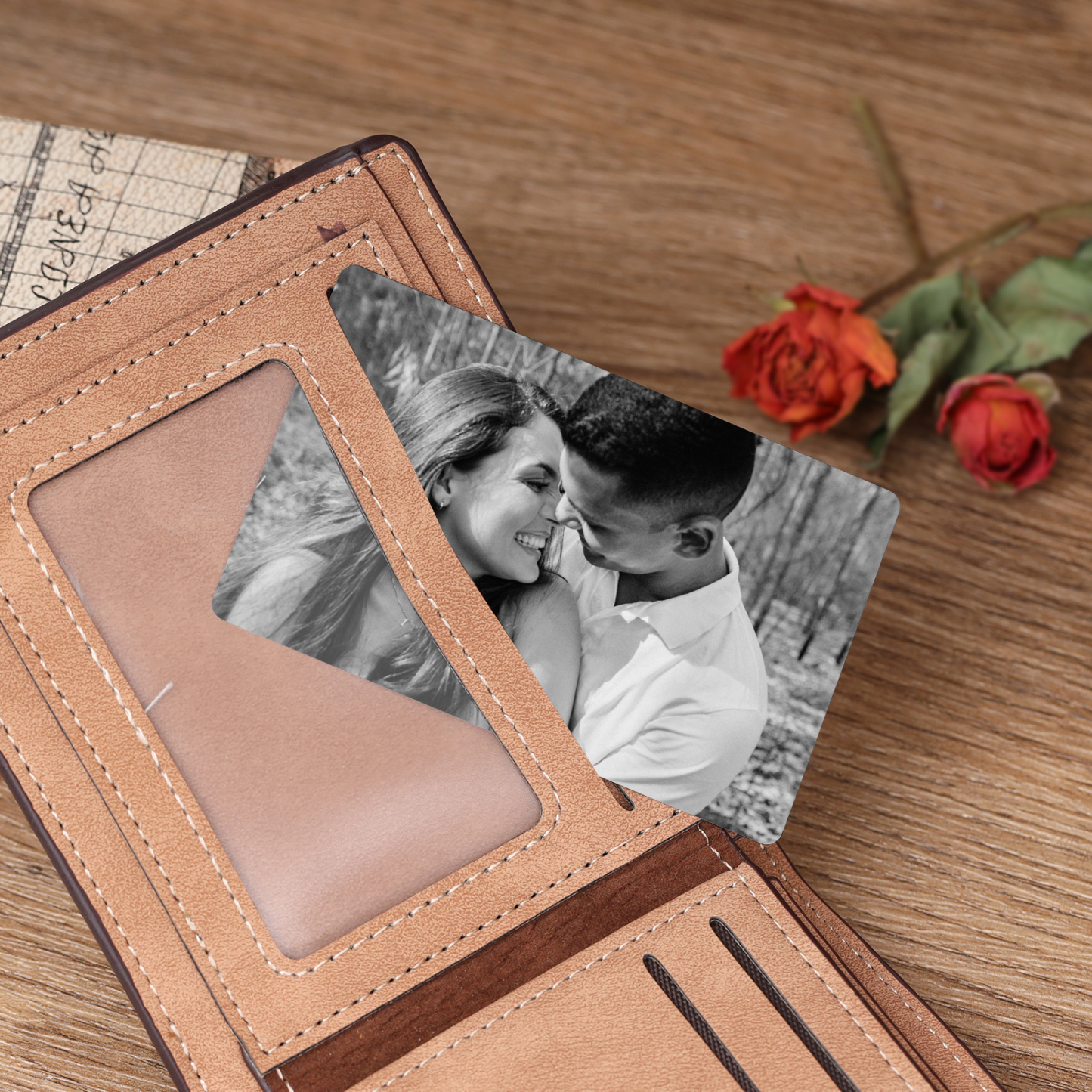 Personalized Men's Wallet & Keychain Set with Custom Photo & Name & TextMemorial Gift for Him | Jessmade