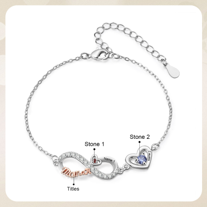 Personalized Infinity Heart Bracelet Mom Birthstones Bracelet Customized With 2–6 Names