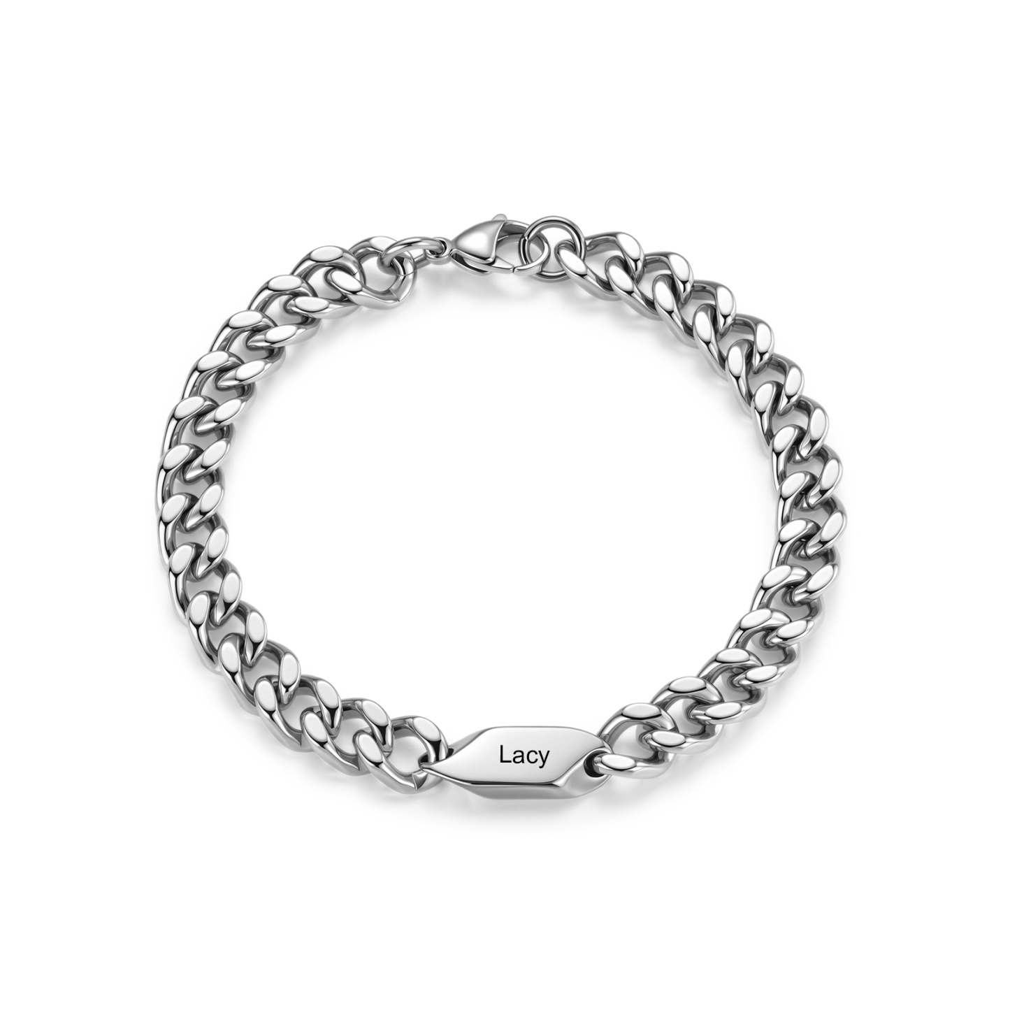 Personalized Stainless Steel Curb Chain Bracelet Custom With 1-5 Engraved Names Gift For Dad Husband Family
