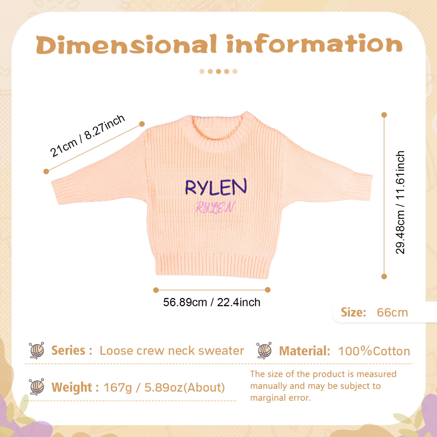 Personalised Baby Knit Sweater – Custom 2 Names Embroidery with Pink/Green/Blue/Brown– Exclusive Baby Gift | Jessemade