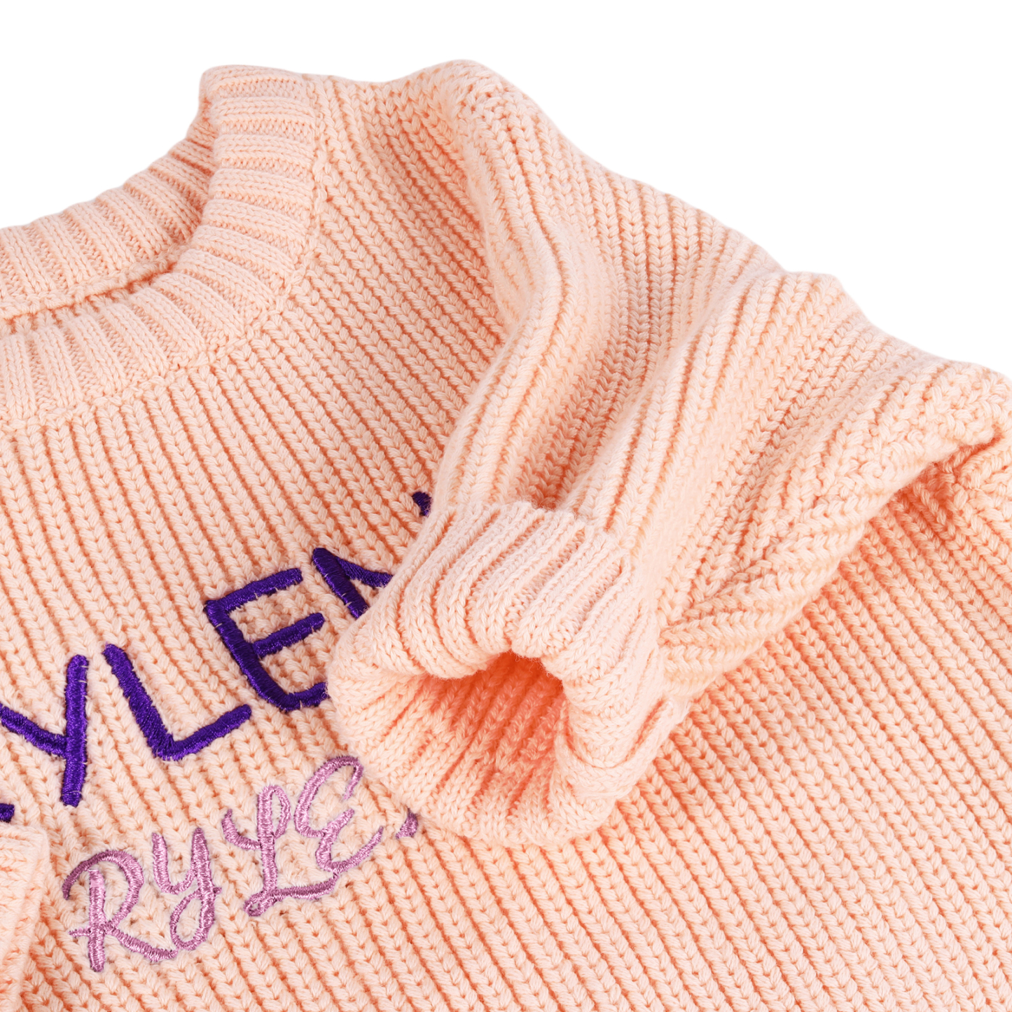 Personalised Baby Knit Sweater – Custom 2 Names Embroidery with Pink/Green/Blue/Brown– Exclusive Baby Gift | Jessemade