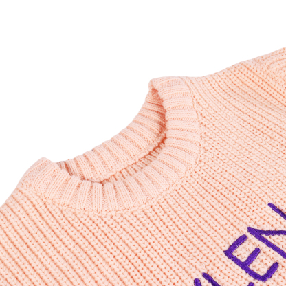 Personalised Baby Knit Sweater – Custom 2 Names Embroidery with Pink/Green/Blue/Brown– Exclusive Baby Gift | Jessemade