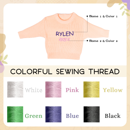 Personalised Baby Knit Sweater – Custom 2 Names Embroidery with Pink/Green/Blue/Brown– Exclusive Baby Gift | Jessemade