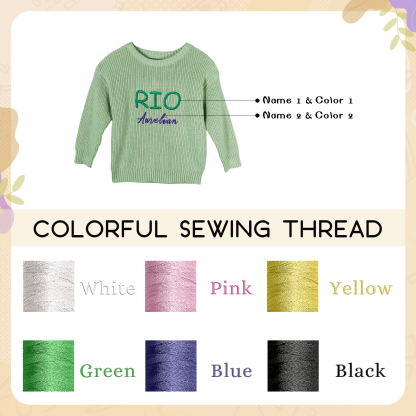 Personalised Baby Knit Sweater – Custom 2 Names Embroidery with Pink/Green/Blue/Brown– Exclusive Baby Gift | Jessemade
