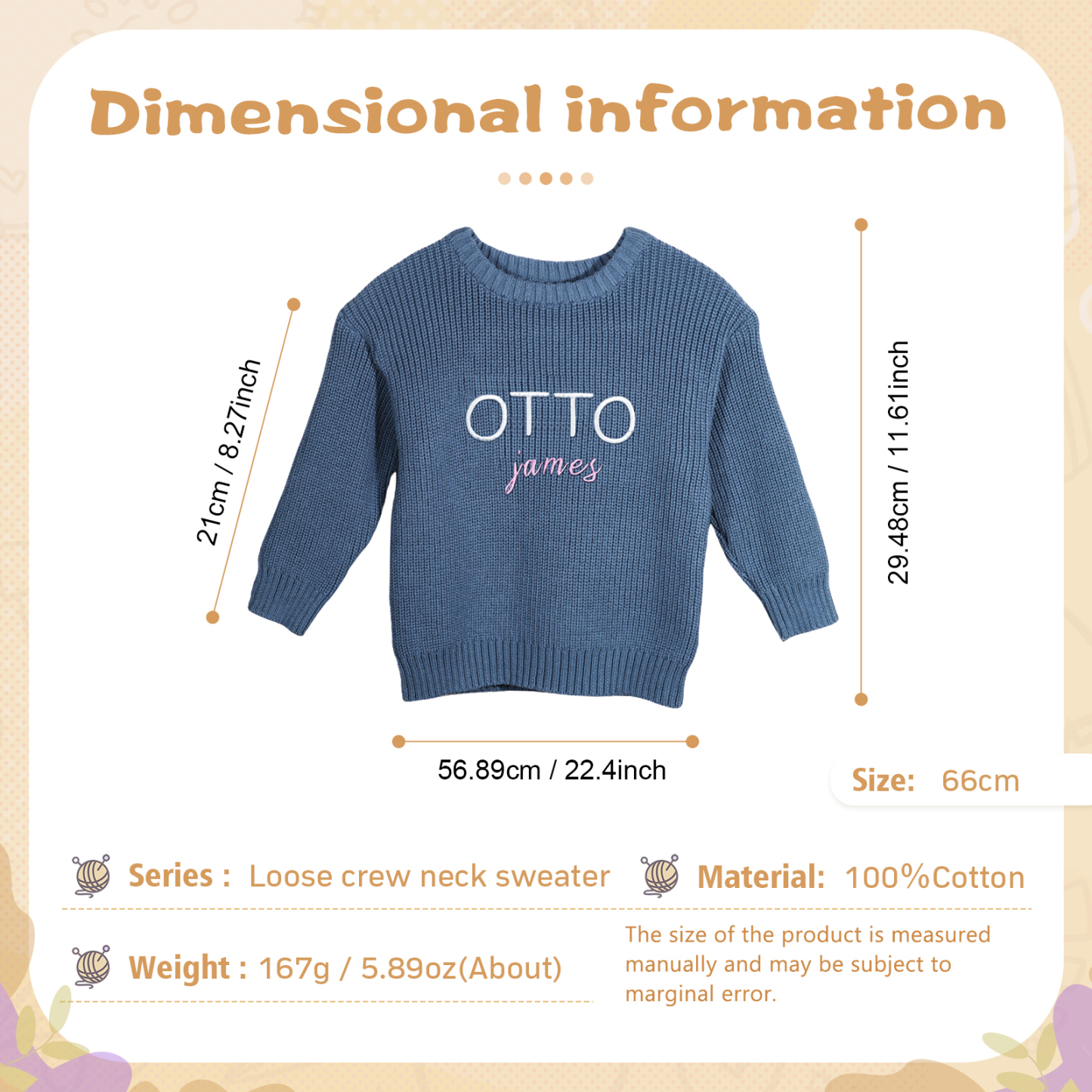 Personalised Baby Knit Sweater – Custom 2 Names Embroidery with Pink/Green/Blue/Brown– Exclusive Baby Gift | Jessemade