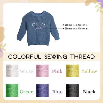 Personalised Baby Knit Sweater – Custom 2 Names Embroidery with Pink/Green/Blue/Brown– Exclusive Baby Gift | Jessemade