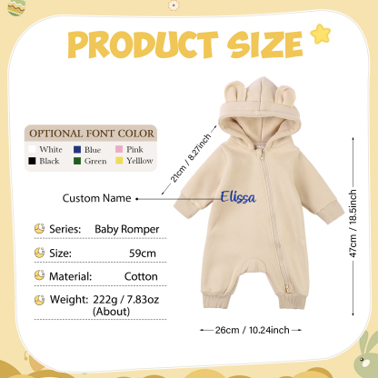 Personalized Baby Onesie – CustomizedCotton Romper with Name-Green/Pink/Beige/Grey Green – Exclusive Baby Gift | Jessemade