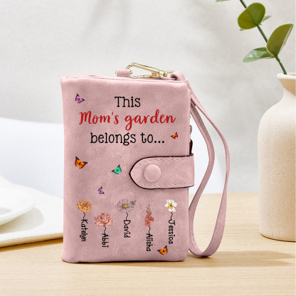 Personalized “Mom’s Garden” Floral Wristlet Women Wallet