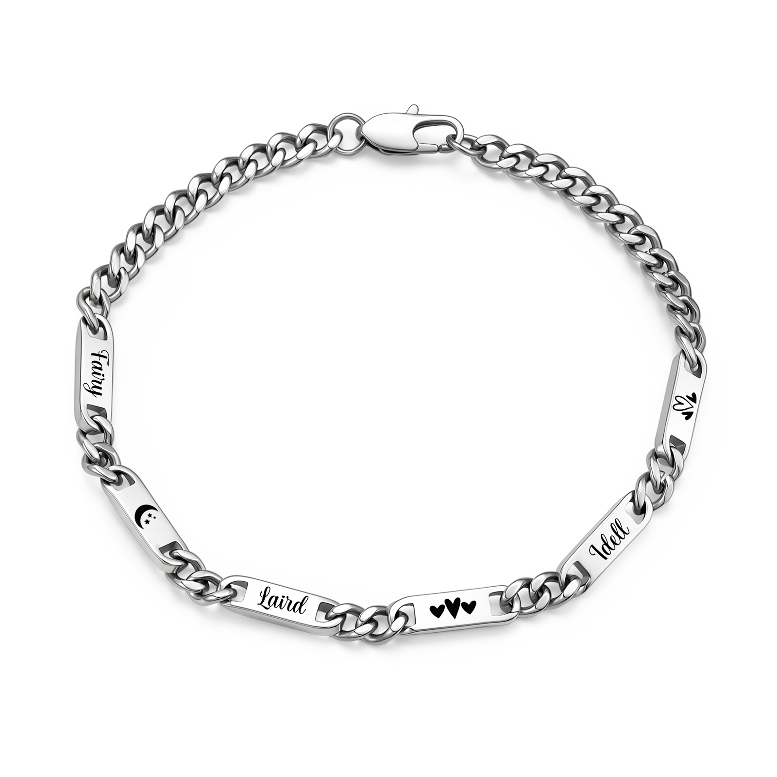 Personalized Cuban Link Bracelet For Men Customized with 2-6 Name Stainless Steel