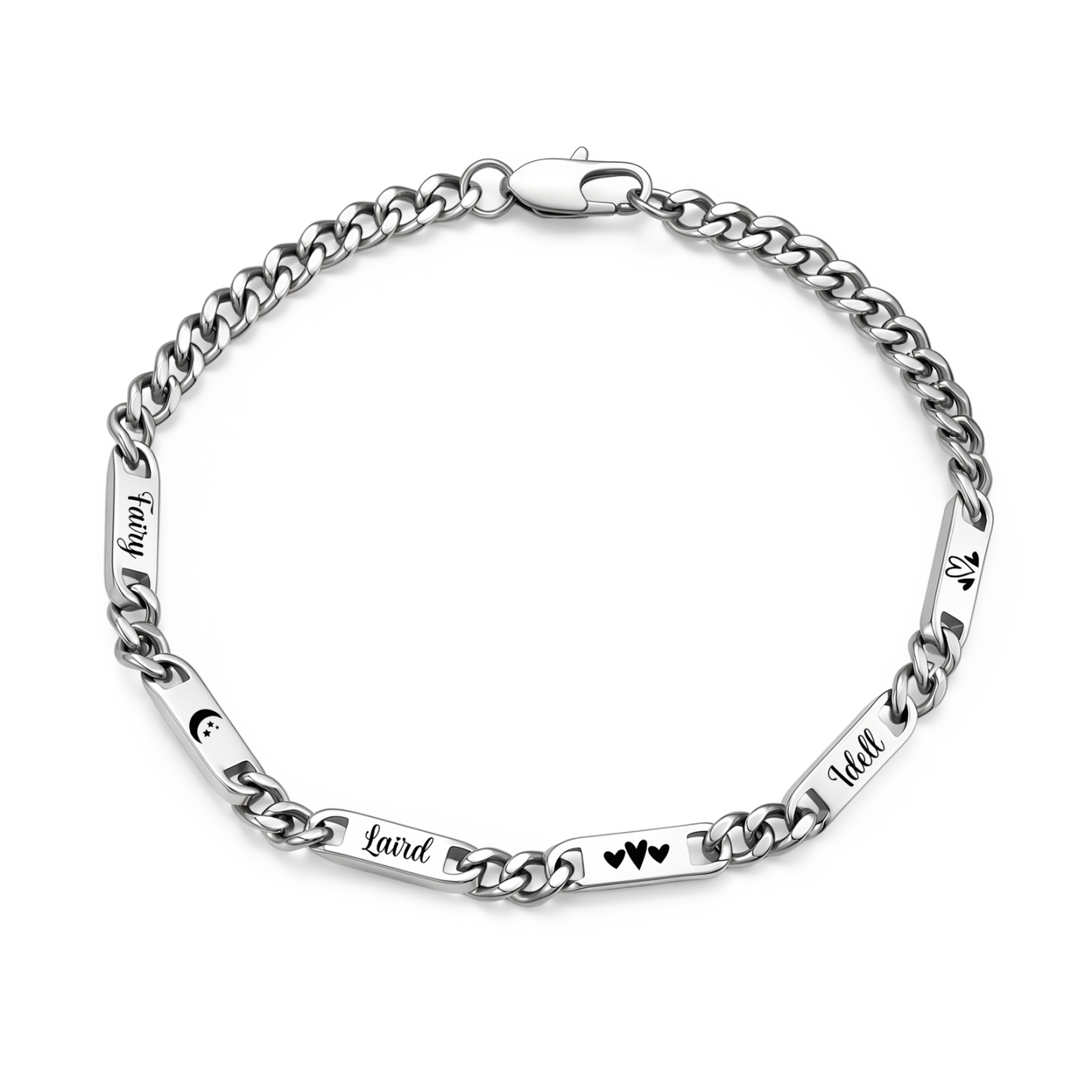 Personalized Cuban Link Bracelet For Men Customized with 2-6 Name Stainless Steel