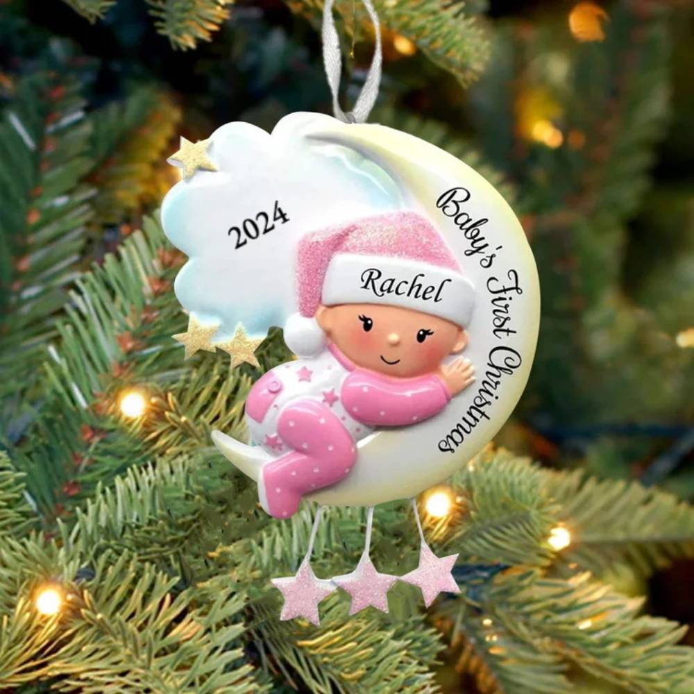 Personalised Baby's First Christmas Ornament Custom Name, Text, Date Baby Christmas Gift | Jessemade