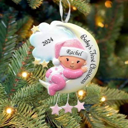 Personalised Baby's First Christmas Ornament Custom Name, Text, Date Baby Christmas Gift | Jessemade