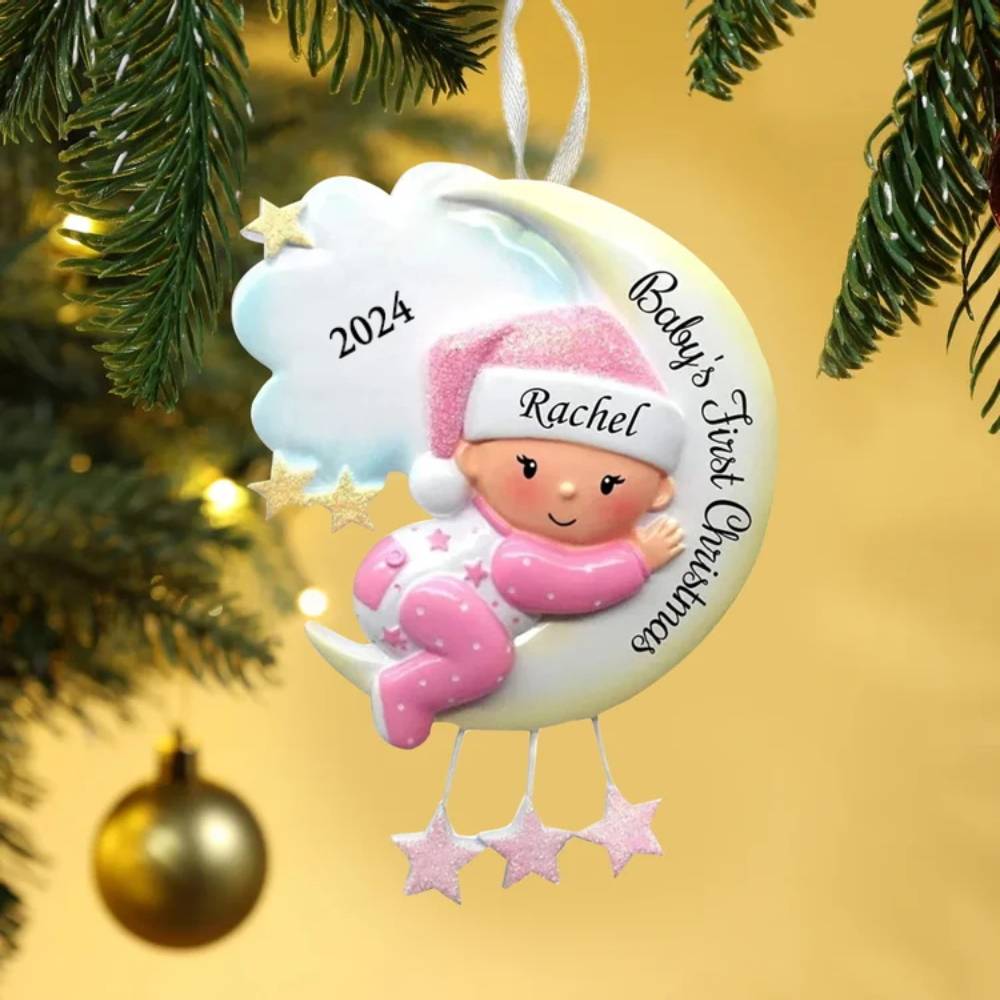 Personalised Baby's First Christmas Ornament Custom Name, Text, Date Baby Christmas Gift | Jessemade