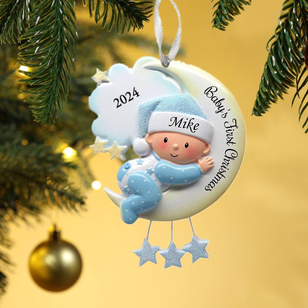 Personalised Baby's First Christmas Ornament Custom Name, Text, Date Baby Christmas Gift | Jessemade