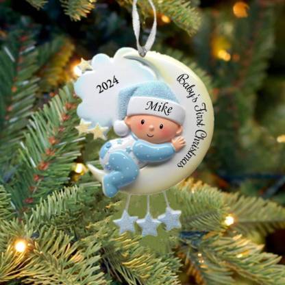 Personalised Baby's First Christmas Ornament Custom Name, Text, Date Baby Christmas Gift | Jessemade