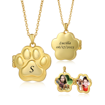 Custom Paw Photo Locket Necklace Personalized Gift for Pet Lovers for Mom, Dad, Friend | Jessemade