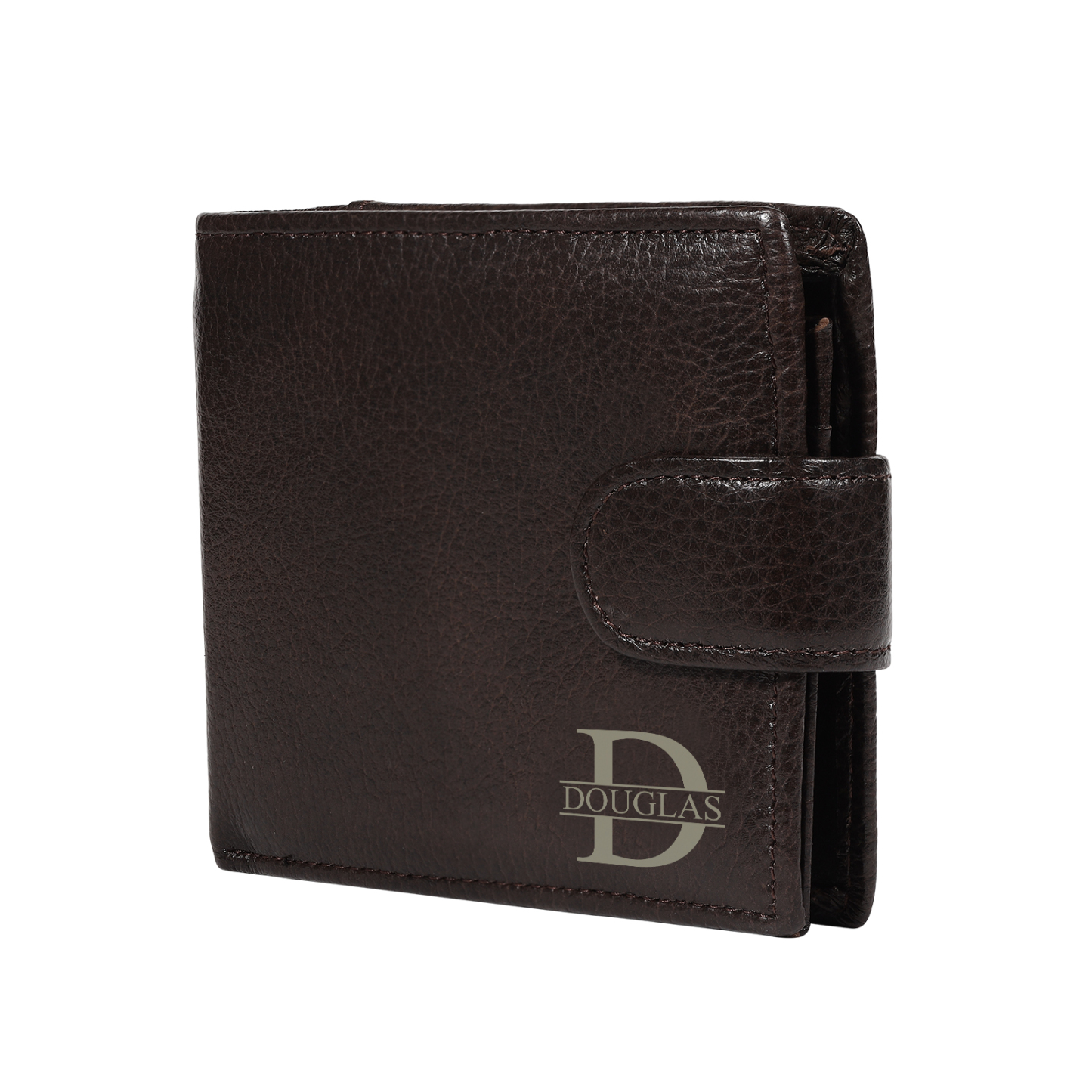 Personalized Leather RFID Blocking Bifold Wallet for Men with Snap Closure Name or Initials Engraved