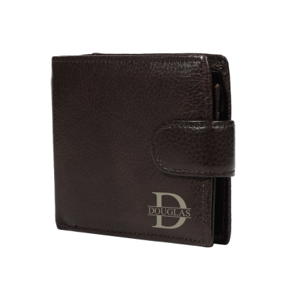 Personalized Leather RFID Blocking Bifold Wallet for Men with Snap Closure Name or Initials Engraved