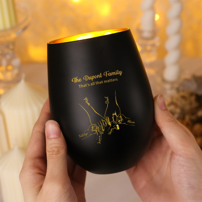 Personalized Glass Candle Holder For Family Custom With 1-7 Children's Names