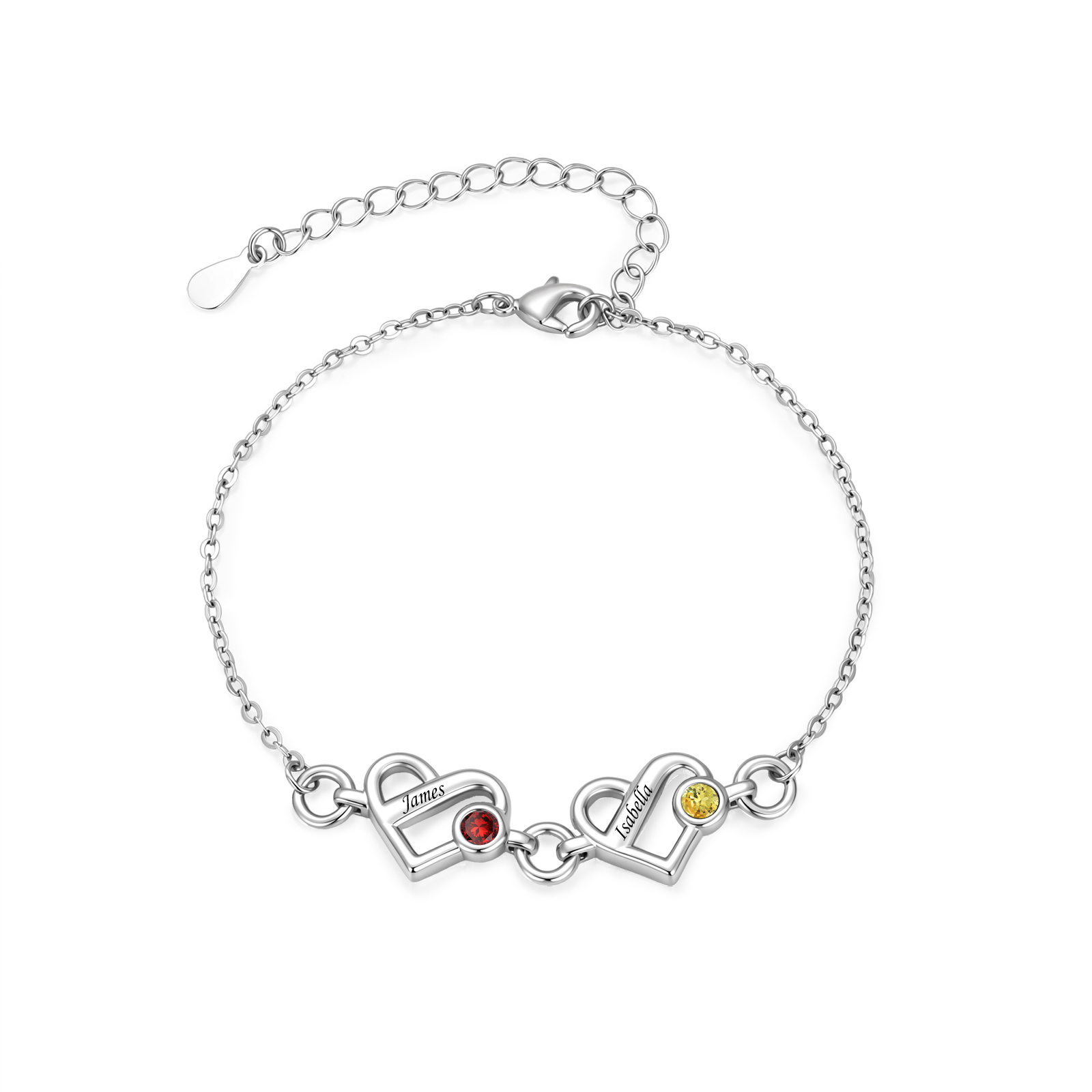 Personalized Heart Lock Bracelet Custom with 1-6 Names and Birthstones Gift for Her