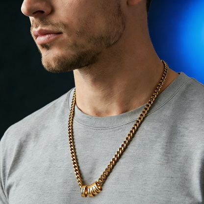 Personalized Stainless Steel Men’s Necklace Custom With 2-6 Name Beads For Men Dad Husband