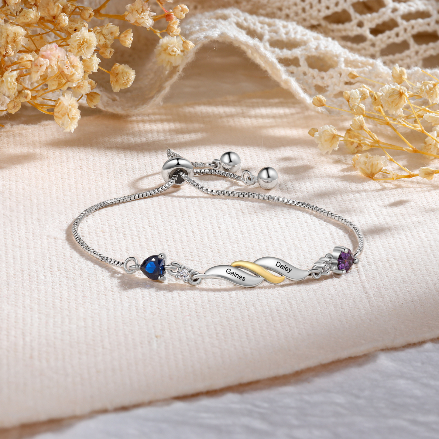 Adjustable Infinity Birthstone Bracelet