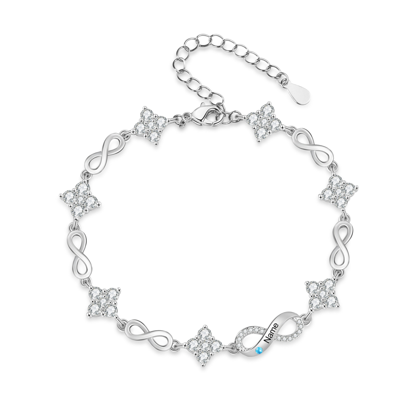 Personalized Infinity Birthstone Custom with 1-5 stones Names Bracelet Customizable Family Gift for Birthday, Anniversary, or Mother’s Day for Her, Mom, Wife, Friend | Jessemade