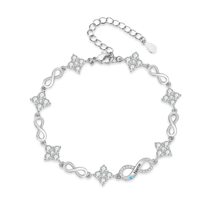 Personalized Infinity Birthstone Custom with 1-5 stones Names Bracelet Customizable Family Gift for Birthday, Anniversary, or Mother’s Day for Her, Mom, Wife, Friend | Jessemade