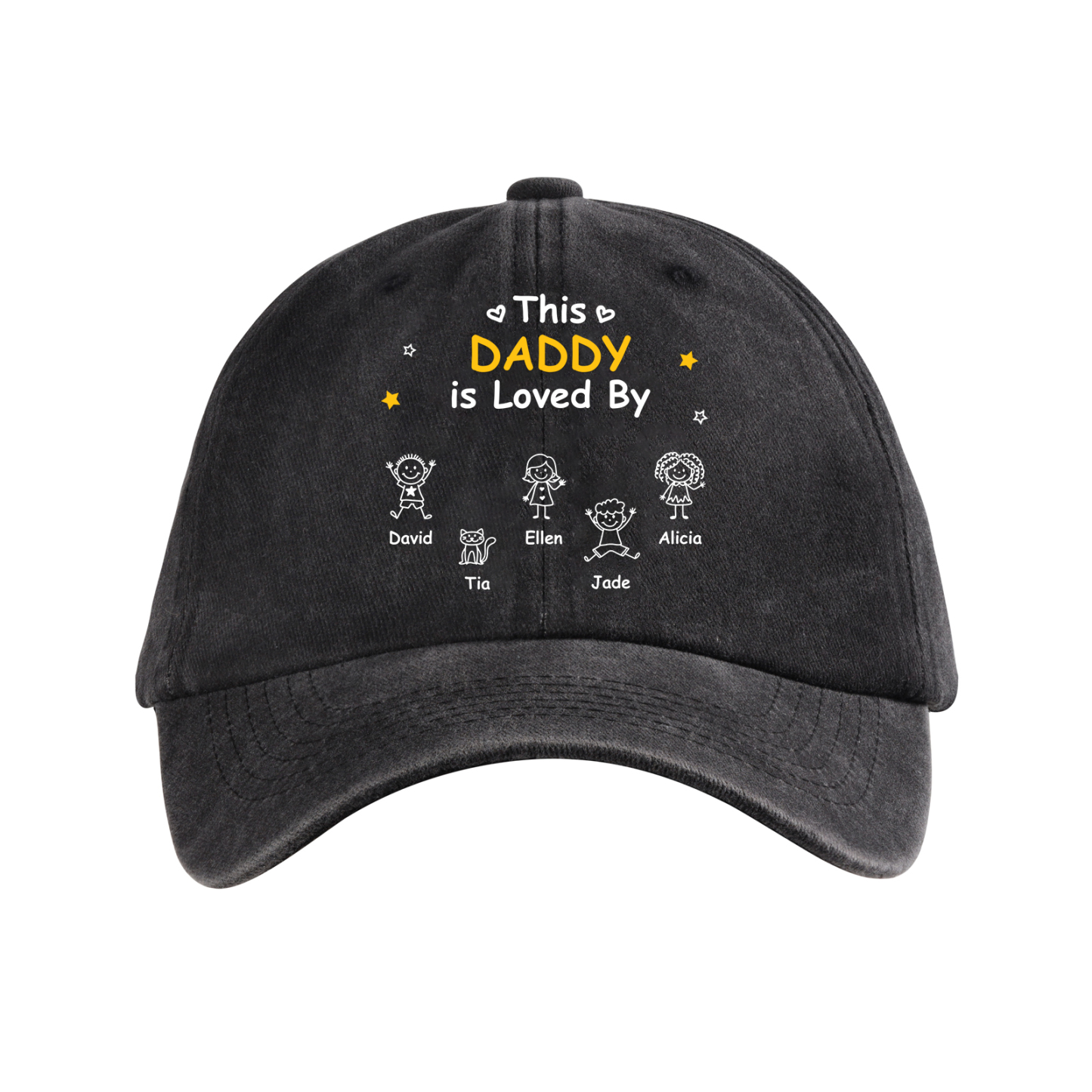 Personalized Cotton Baseball Cap Customized with 1–10 Names and a Child’s Drawing