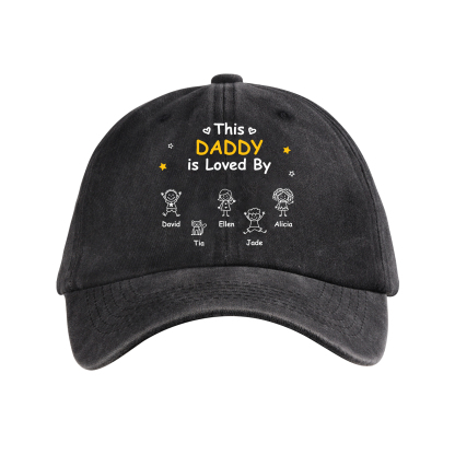 Personalized Cotton Baseball Cap Customized with 1–10 Names and a Child’s Drawing