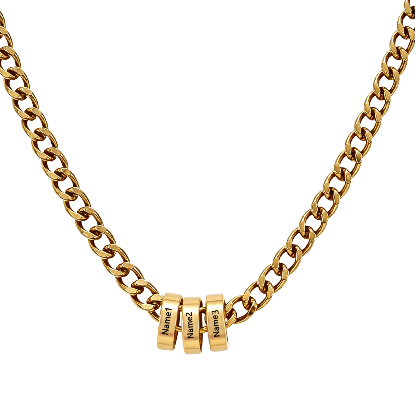 Personalized Stainless Steel Men’s Necklace Custom With 2-6 Name Beads For Men Dad Husband