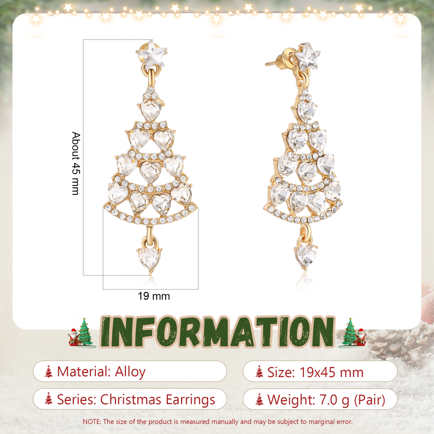 Festive Christmas Tree Earrings Sparkling Holiday Gift | Jessemade