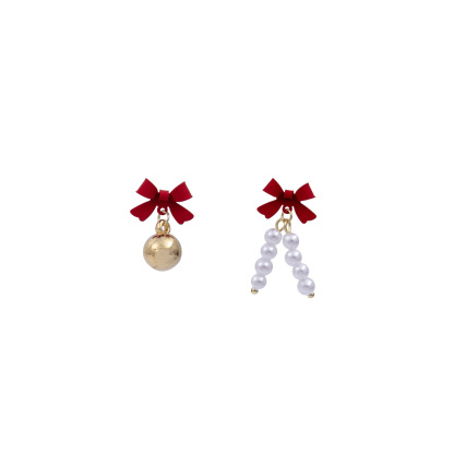 Festive Bow and Pearl Earrings Family Christmas Gift Holiday Jewelry