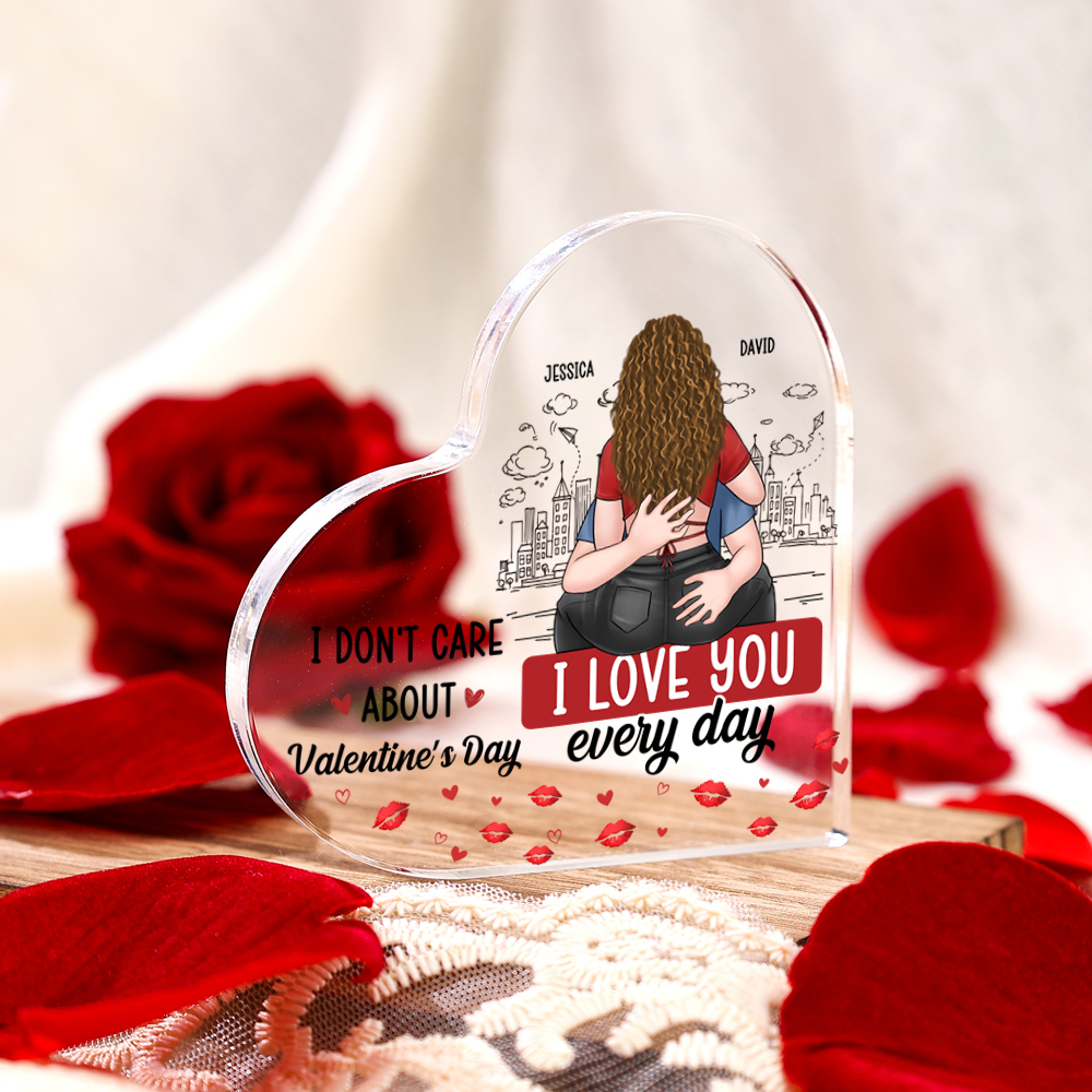 Personalized Acrylic Heart Plaque I Love You Every Day Valentine’s Day Gift for Couples
