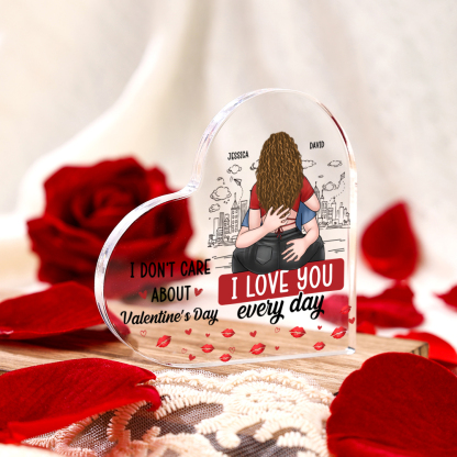 Personalized Acrylic Heart Plaque I Love You Every Day Valentine’s Day Gift for Couples