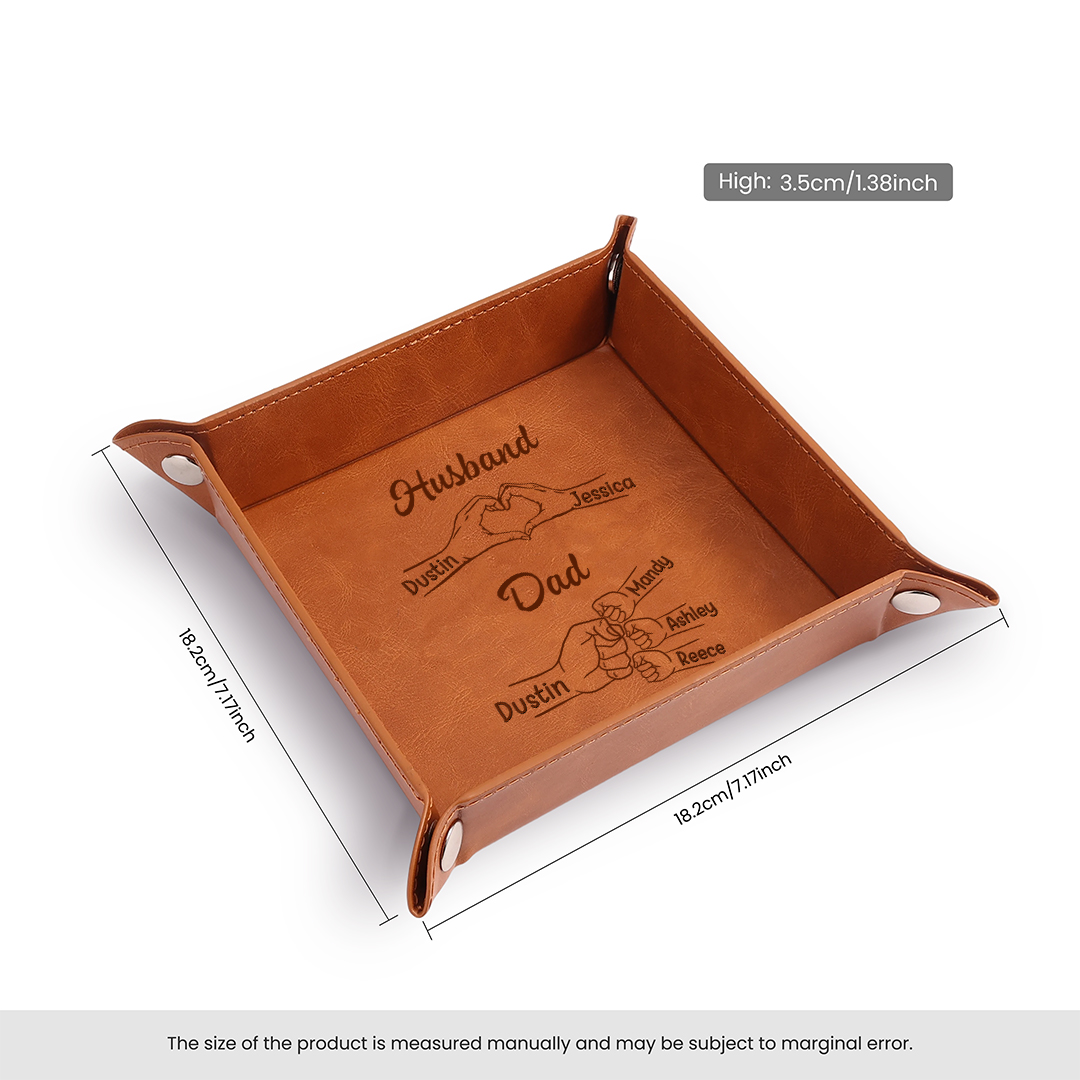 Personalized Leather Valet Tray Gift for Dad & Husband