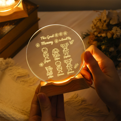 Personalized Crystal LED Night Light Customized with 1–6 Children’s Names